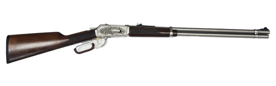 Khan Arms LR 1881 NİKEL NO5 GRAVÜRLÜ ALTIN TETİK ALTIN LOGO LEVER ACTİON 36 KALİBRE LEVYELİ AV TÜFEĞİ