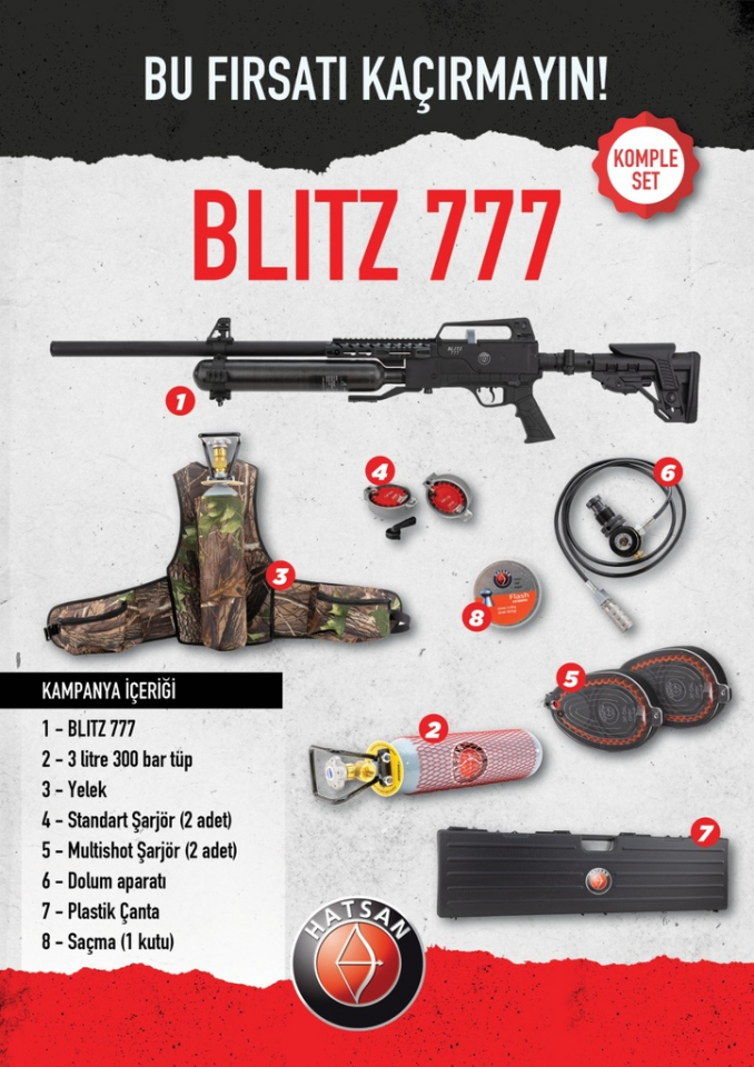 Hatsan BLITZ 777 Full Set Tam Otomatik PCP 6.35mm
