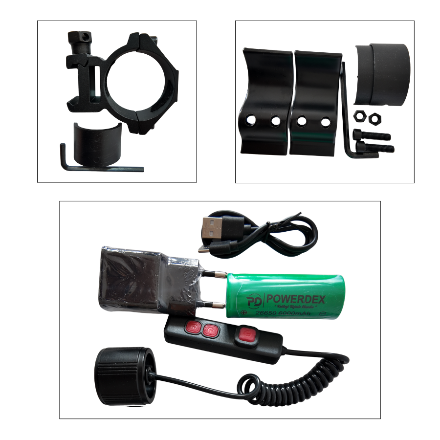 PowerDex PD-515 Pro 20W & 1200 Lümen Profesyonel Zoomlu El & Tüfek Avcı Feneri