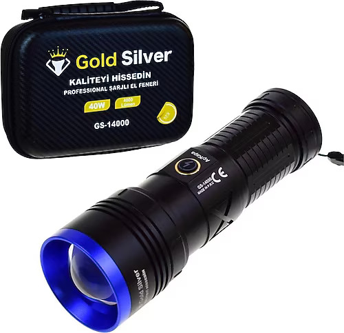 Gold Silver Şarjlı 4000 Lümen Güçlü El Fener 40w Gs-14000